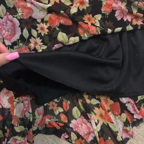 Strawberry Floral Mesh Spaghetti Strap Mini Dress - Picture 4 of 6